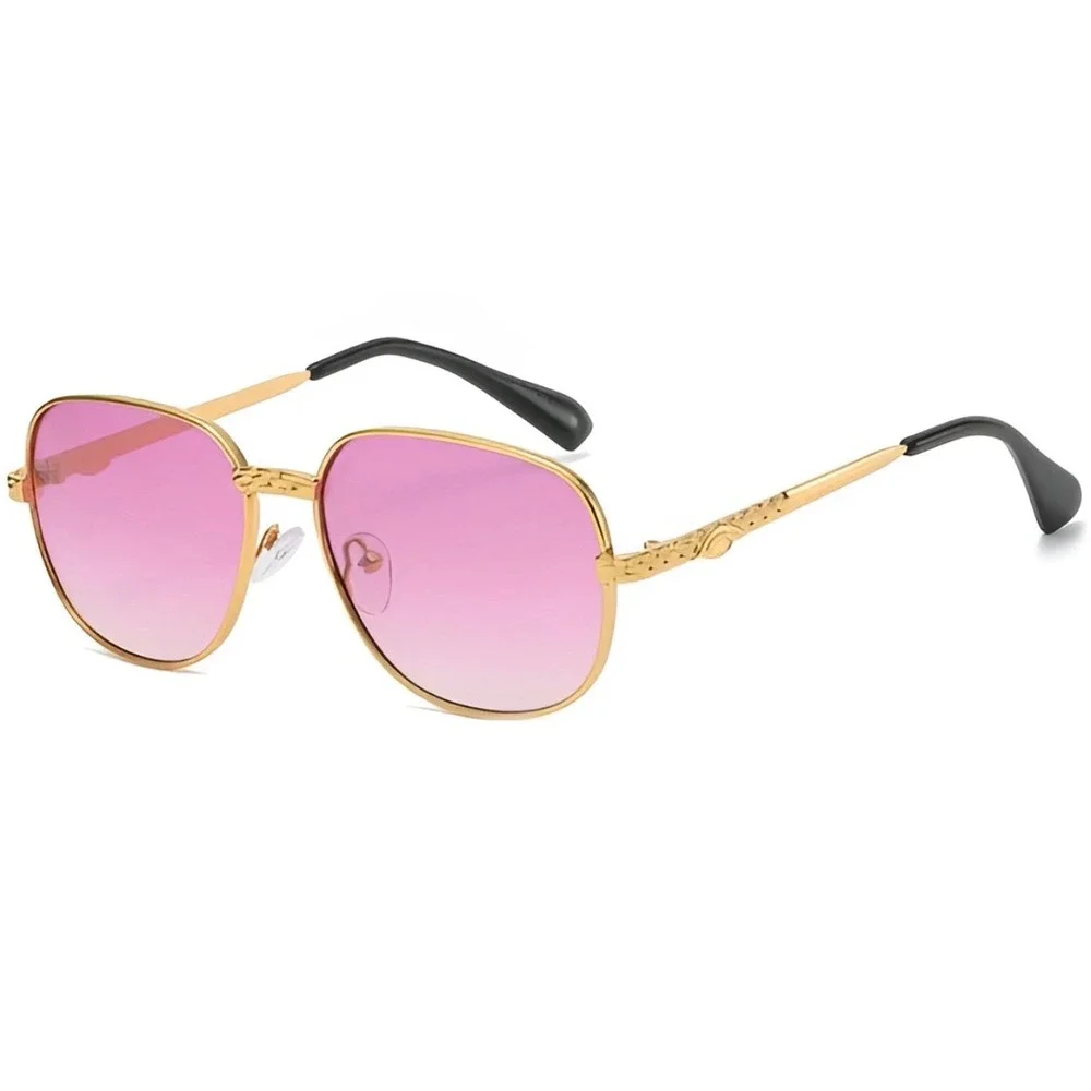 Men Vintage Style Gold Etched Aviator Sunglasses Pink Gradient Lens Retro Shades